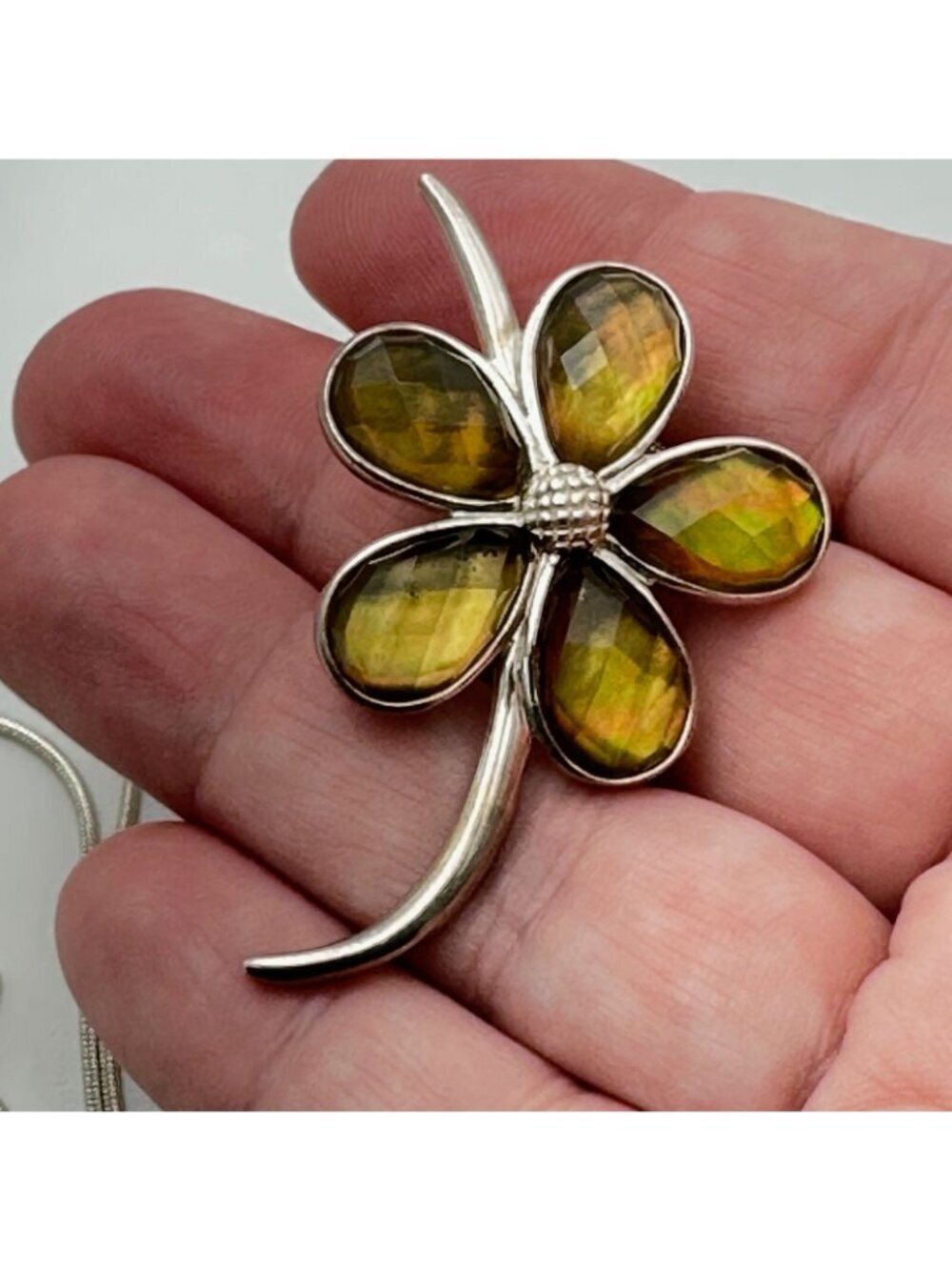 Designer Whitney Kelly Womens Necklace Sterling Silver Gemstone Flower Pendant - Picture 5 of 5